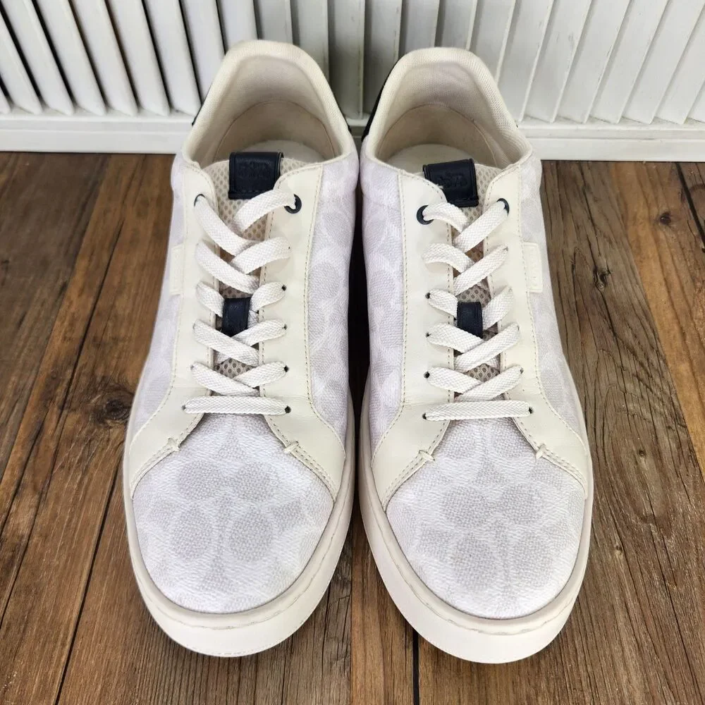 Coach Signature Low Sneakers Mens Sz 11.5 D White Leather Lifestyle Shoes CG999